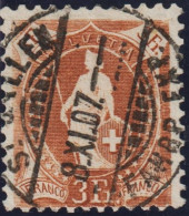 Schweiz Stehende Helvetia 3 Fr. SBK#92C Vollstempel Gepr. Machand St. Gallen 1907-11-08 - Gebruikt