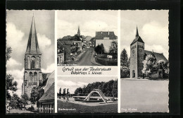 AK Ochtrup I. Westf., Weinerstrasse, Badeanstalt Und Kirchen  - Ochtrup