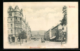 AK Marburg, Bahnhofstrasse Mit Hotel  - Marburg