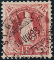 Schweiz Stehende Helvetia 1 Fr. SBK#71A Vollstempel St.Gallen 1888-08-14 - Oblitérés