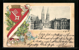 Passepartout-Lithographie Bremen, Dom, Börse Und Rathaus, Wappen  - Autres & Non Classés