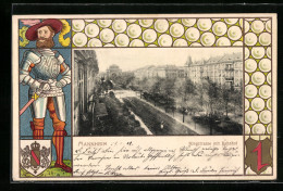 Passepartout-Lithographie Mannheim, Ringstrasse Mit Bahnhof, Wappen  - Otros & Sin Clasificación