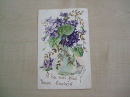 Carte Postale Ancienne Pailletée A TOI MES PLUS DOUX BAISERS Violettes - Flores