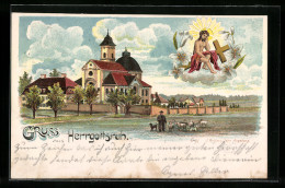 Lithographie Friedberg, Wallfahrtskirche Herrgottsruh, Jesus Mit Kreuz  - Friedberg