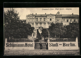 AK Schandau, Schumann`s Hotel Stadt Berlin, Vorderansicht  - Bad Schandau