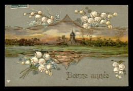 FANTAISIES - MUGUET ET PAYSAGE - CARTE GAUFREE - Flores