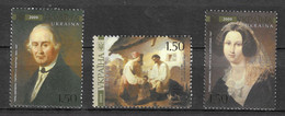 Ukraine 2009 MiNr. 1024 - 1026 Ukraine Taras Shevchenko Poet Writer Artist Painting   3v MNH **   3.60 € - Andere & Zonder Classificatie