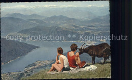 11866876 Monte Generoso Albergho Lago Di Lugano Frauen Mit Ziegenbock Monte Gene - Sonstige & Ohne Zuordnung