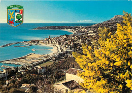 06 - Menton - Vue Panoramique Sur Le Nouveau Port, La Vieille Ville - Au Fond Le Cap Martin - Blasons - CPM - Carte Neuv - Menton