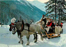 Animaux - Chevaux - Promenade En Traineau - Neige - Voir Scans Recto Verso  - Chevaux