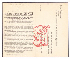 DP Emilius Joannes De Vos 52j. ° Destelbergen 1891 † 1943 X Marie Smorgens - Andachtsbilder
