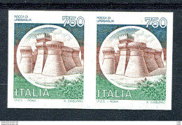 Castelli Lire 750 Coppia Non Dentellata - Varietà - Abarten Und Kuriositäten