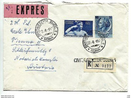 Siracusana Lire 200 + Complementare Su Busta Racc. Exp. Per L'Austria - 1946-60: Poststempel