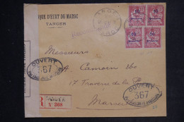 MAROC - Enveloppe En Recommandé De Tanger Pour Marseille En 1917 Avec Contrôle Postal - L 152474 - Briefe U. Dokumente