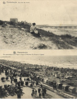 BLANKENBERGHE : Vue Prise Des Dunes + Vue Panoramique De La Plage Et Digue Au Monument De Bruyne Et L ( 2 Cartes ). - Blankenberge