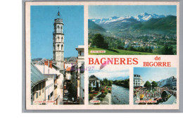 BAGNERES DE BIGORRE 65 - La Ville Et Le Pic Du Midi La Tour Jacobins L'Adour Fête Des Fleurs Aux Coustous Carte Vierge - Bagneres De Bigorre