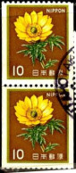 Japon Poste Obl Yv:1429a Mi:1517C Adonis Amurensis Paire (Beau Cachet Rond) - Usados