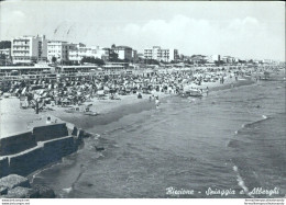 Bb407 Cartolina Riccione Spiaggia E Alberghi - Rimini