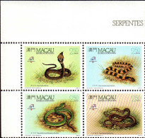 Macao Poste N** Yv: 589/592 Serpents Régionaux Philexfrance Coin De Feuille - Neufs