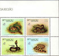 Macao Poste N** Yv: 589/592 Serpents Régionaux Philexfrance Coin De Feuille (Thème) - Neufs