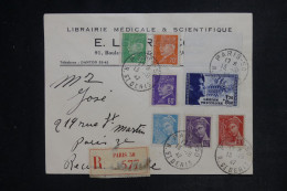 FRANCE  - Enveloppe Commerciale De Paris En Recommandé Pour Paris En 1942 - L 152479 - 1921-1960: Moderne