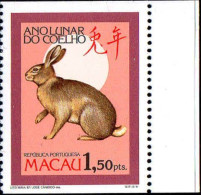 Macao Poste N** Yv: 540a Mi:568c Ano Lunar Do Coelho Bord De Feuille - Chines. Neujahr