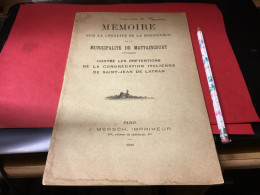 MATTAINCOURT. Mémoire Sur La Légalité De La Résistance De La Municipalité Contre Congrégation - Autres & Non Classés