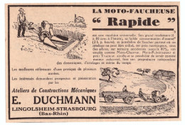 1932 - Publicité - Motoculteurs E. Duchmann à Lingolsheim (Bas-Rhin) - Publicités