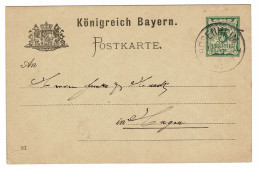 EP E.P. Entier Postale Ganzsache Deutschland Konigreich Bayern Rosenheim 1891  Postkarte Stuttgart 5 Pfennig Allemagne - Enteros Postales
