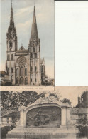 CHARTRES - 2 CPA : Monument Pasteur - La Cathédrale - Chartres