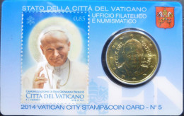 Vaticano - 50 Centesimi 2014 - Canonizzazione Di Giovanni Paolo II - Stamp & Coincard N. 5 - KM# 460 - Vatikan