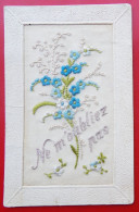 Carte Fantaisie Brodee  Ne M'oubliez Pas   Myosotis - Bestickt