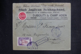 CÔTE DES SOMALIS - ADEN - Env Commerciale En Chargé De Djibouti Pour Marseille En 1924, Cad Maritime Au Dos - L 152483 - Briefe U. Dokumente