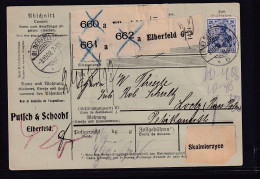DR. Paketkarte Von Elbefeld, Mit Mi.-Nr.  87 I+2x 82,  3 X 41 Y K, FA. Hovest - Sonstige & Ohne Zuordnung