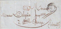 LETTRE. 19 FEVR 51. MONTPELLIER. HERAULT. TAXE LOCALE 1. CL. POUR ST GEORGES - 1849-1876: Classic Period