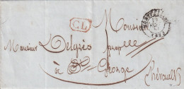 LETTRE. 19 FEVR 51. MONTPELLIER. HERAULT. TAXE LOCALE 1. CL. POUR ST GEORGES - 1849-1876: Période Classique