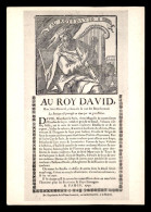 JUDAISME - AFFICHETTE D'UN MAGASIN D'ETOFFES "AU ROY DAVID" - LE ROY DADID JOUANT DE LA HARPE - Jewish