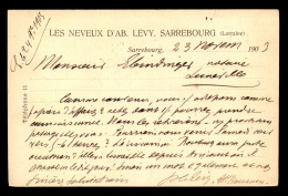 JUDAISME - CARTE DE SERVICE "LES NEVEUX D'AB. LEVY" SARREBOURG - Jewish
