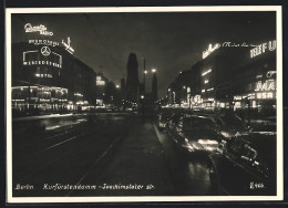 AK Berlin-Charlottenburg, Kurfürstendamm, Ecke Joachimstaler Str., Bei Nacht  - Charlottenburg