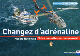 Carte Pub Militaire Militaria Marine Nationale Votre Nouvelle Vie Commence Ici Bateau Hélicoptère - Altri & Non Classificati