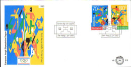 Pays-Bas Poste Obl Yv:1443/1444 Jeunesse Journées Olympiques Fdc Den Haag 1 Juni 1993 - Usati