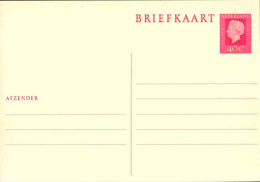 Pays-Bas Entier-P N** (19) Briefkaart Reine Juliana 148*102 40c Papier Blanc - Postal Stationery