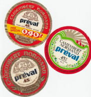 3  ETIQUETTES  DE  CAMEMBERT ANCIENNES  PREVAL  BIEN VISIONNER AVANT L.ACHAT - Cheese