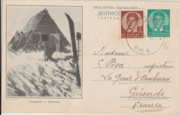 YOUGOSLAVIE - 1937 - CP ENTIER ILLUSTREE BILDPOSTKARTE (JAHORINA) De PALE (BOSNIE) => LA GRAVE D'AMBARES - Enteros Postales