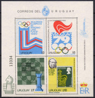 Uruguay 1979 Olympic Games Lake Placid, Chess, Rowland Hill S/s MNH - Invierno 1980: Lake Placid