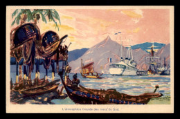 TAHITI - LE SLOOP REGULUS - CARTE ILLUSTREE SIGNEE - Tahiti