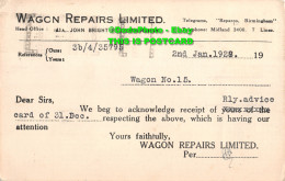 R418056 Wagon Repairs Limited. Telegrams. Messrs. Foster And Co. 1928 - World