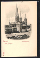 AK Bonn, Münsterkirche Mit Strasse Und Anlagen Aus Der Vogelschau  - Münster