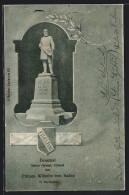 AK Karlsruhe, Denkmal Prinz Wilhelm Von Baden, Wappen, Lorbeer  - Karlsruhe