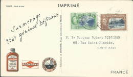 TRINIDAD ET TOBAGO CARTE 3c PLASMARINE / IONYL POUR PARIS DE 1952   LETTRE COVER - Trinidad & Tobago (...-1961)